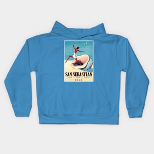 San Sebastian Spanish Travel and Tourism Advertising Resort Print Kids Hoodie